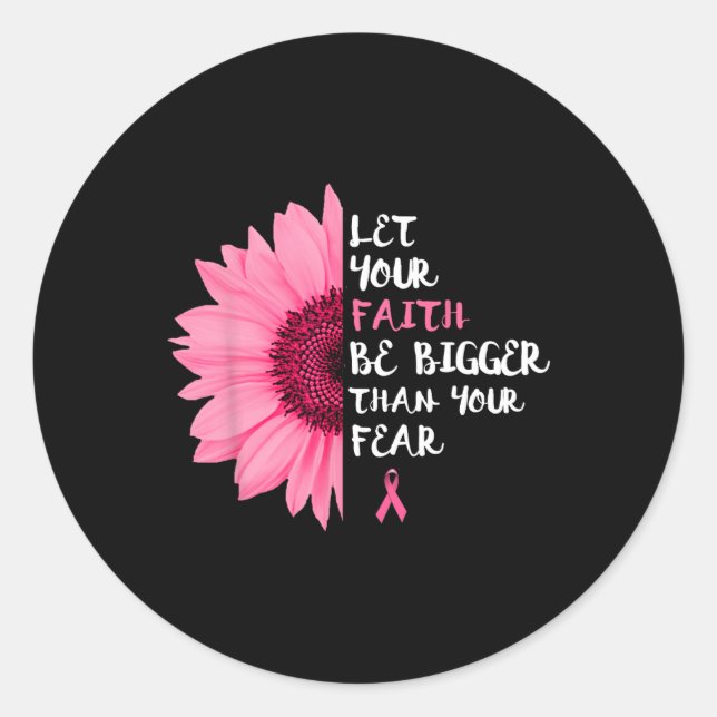 Sticker Rond Mois de sensibilisation au cancer Fleur rose Ruban (Devant)