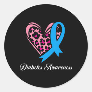 Sticker Rond Mois de sensibilisation au diabète Coeur Bleu Ruba