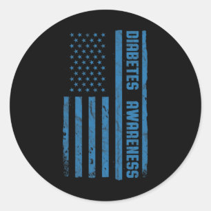 Sticker Rond Mois de sensibilisation au diabète Drapeau Vintage