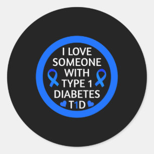 Sticker Rond Mois De Sensibilisation Au Diabète J'Aime Quelqu'U