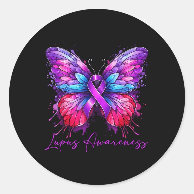 Sticker Rond Mois de sensibilisation au lupus papillon (Devant)