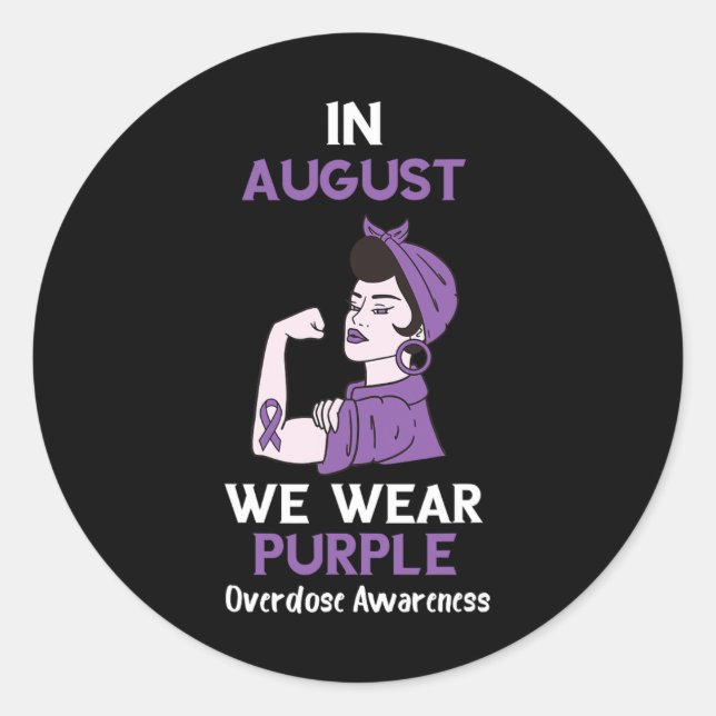 Sticker Rond Mois de sensibilisation aux surdoses en août Ruban (Devant)