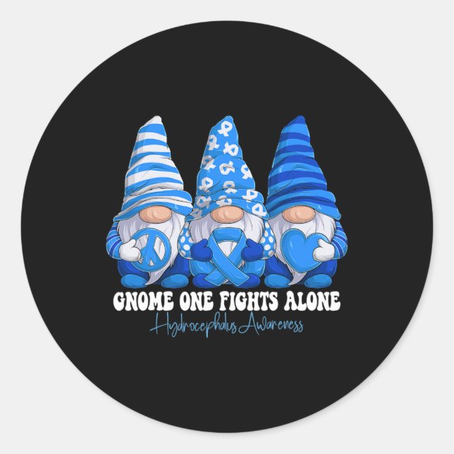 Sticker Rond Mois de sensibilisation Bleu Ruban Gnomes Soutien (Devant)