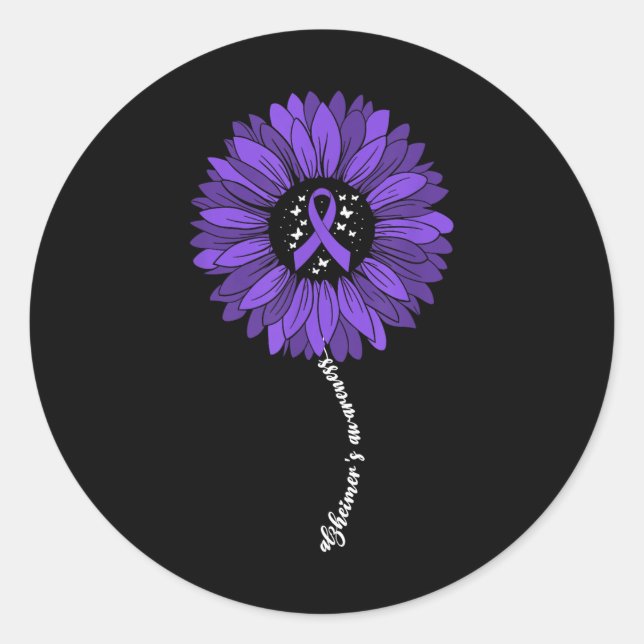 Sticker Rond Mois De Sensibilisation Heimers Pour Les Femmes Pu (Devant)