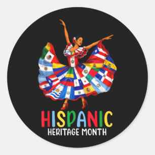 Sticker Rond Mois du patrimoine hispanique Drapeau des pays lat