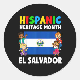 Sticker Rond Mois du patrimoine hispanique Drapeau du Salvador