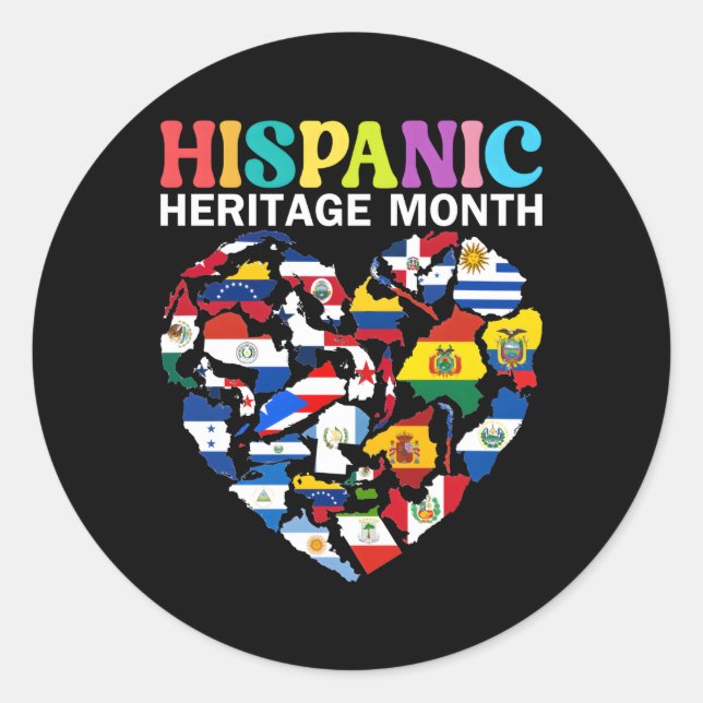 Sticker Rond Mois du patrimoine hispanique Drapeaux Pays hispan (Devant)
