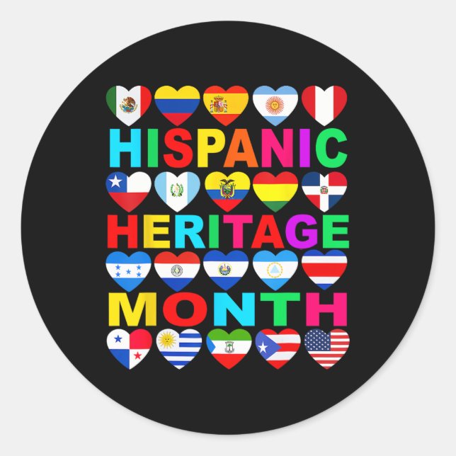 Sticker Rond Mois du patrimoine hispanique Pays latino-américai (Devant)