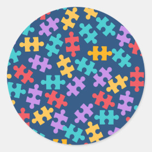Sticker Rond Mois sensibilisation sur l'autisme Support Puzzle 