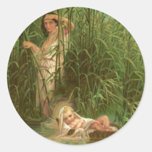 Sticker Rond Moïse Bébé Et Le Nil