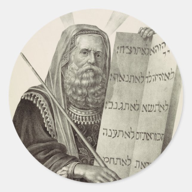 Sticker Rond Moïse prophète avec les Tables de la Loi (Devant)