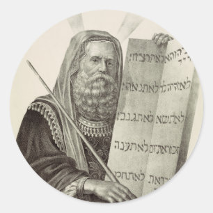 Sticker Rond Moïse prophète avec les Tables de la Loi