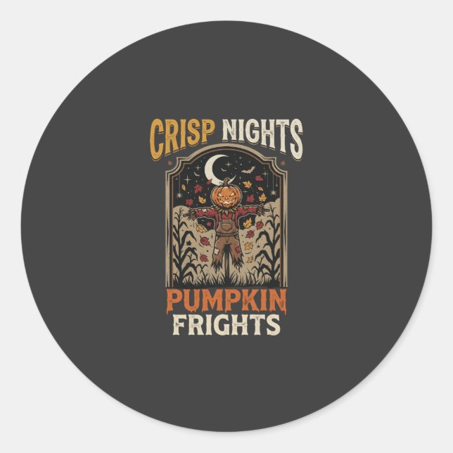 Sticker Rond Moissons d'Halloween Épouvantails de citrouille (Devant)