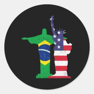 Sticker Rond Moitié brésilienne moitié américaine États-Unis Br