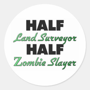 Sticker Rond Moitié de l'arpenteur de terrain demi-zombie