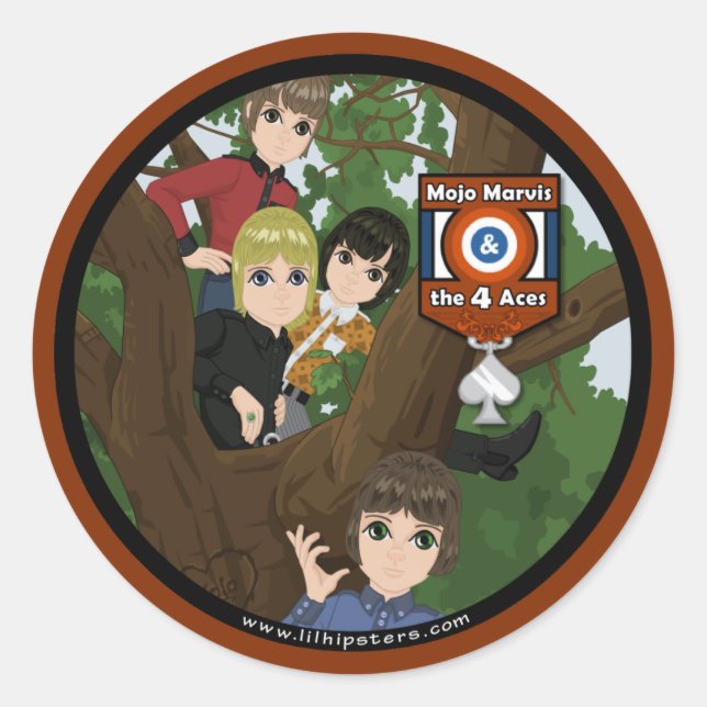 Sticker Rond Mojo Marvis & Les 4 As (Devant)