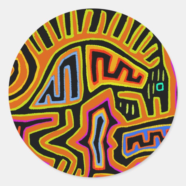 Sticker Rond Mola Shaman Peyote Visions (Devant)