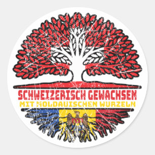 Sticker Rond Moldau Moldauisch Schweizer Schweiz Baum Wurzel
