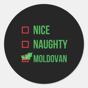 Sticker Rond Moldavie Funny Moldova Pyjama Noël