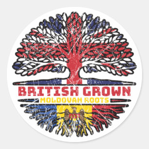 Sticker Rond Moldavie Moldavie Royaume-Uni British Tree