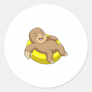 Sticker Rond Mole à la natation avec Lifebuoy