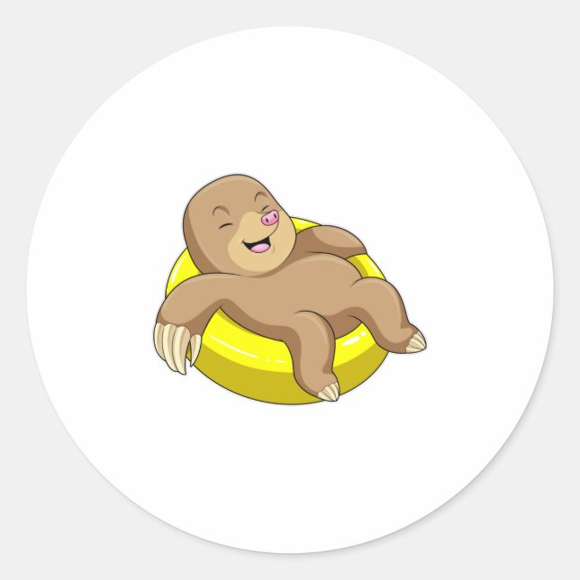 Sticker Rond Mole à la natation avec Lifebuoy (Devant)