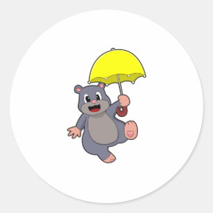 Sticker Rond Mole avec parapluie