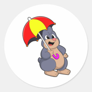 Sticker Rond Mole avec parapluie