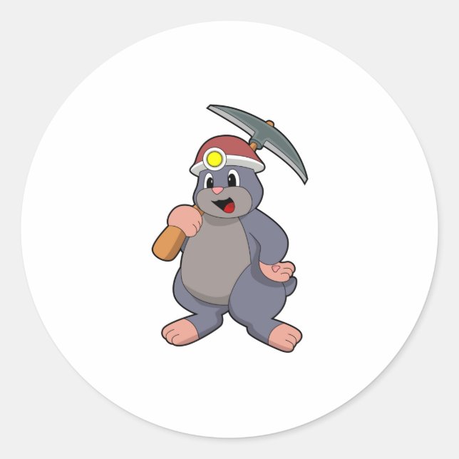 Sticker Rond Mole avec Pickaxe (Devant)