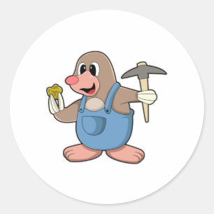 Sticker Rond Mole comme Miner avec Or