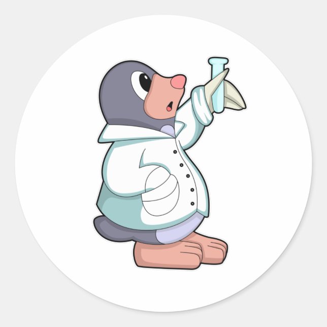 Sticker Rond Mole comme scientifique avec tube d'essai (Devant)
