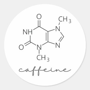 Sticker Rond Molécule de caféine