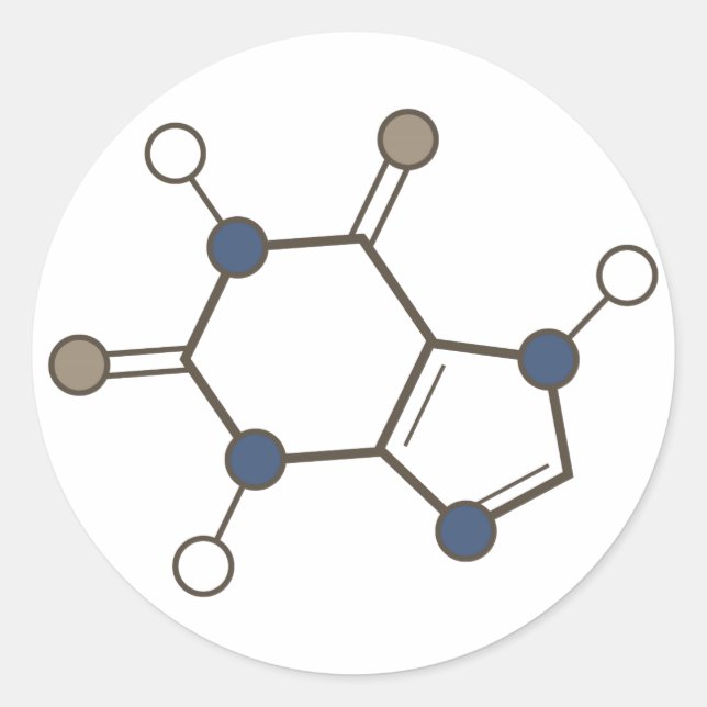 Sticker Rond molécule de caféine (Devant)