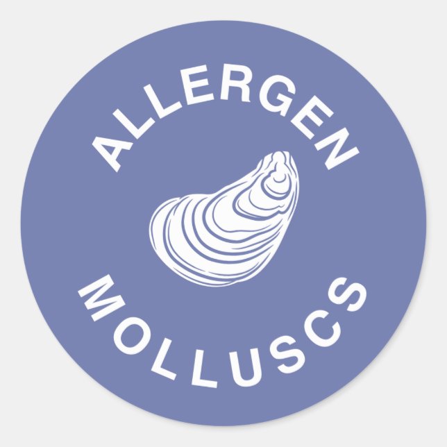 Sticker Rond Mollusques Avertissement d'allergène (Devant)