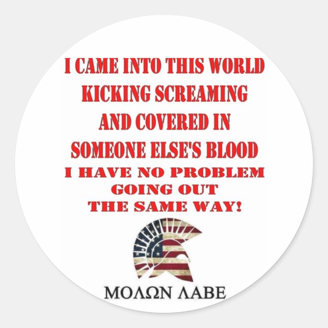 STICKER ROND MOLON LABE (Devant)