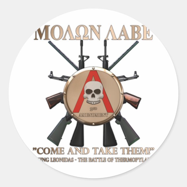 Sticker Rond Molon Labe - Bouclier spartiate (Devant)