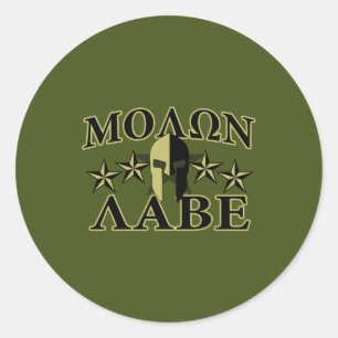 Sticker Rond Molon Labe Spartan 5 étoiles Olive Green