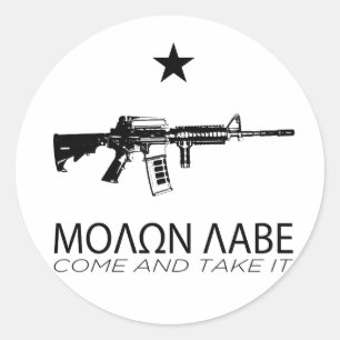 Sticker Rond Molon Labe - venu et le prennent