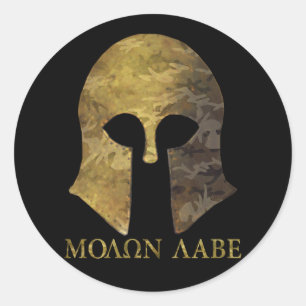 Sticker Rond Molon Labe, viens les prendre (version camo)