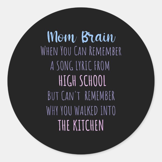 Sticker Rond Mom Brain Funny Definition Quote Sarcasm Women Mot (Devant)