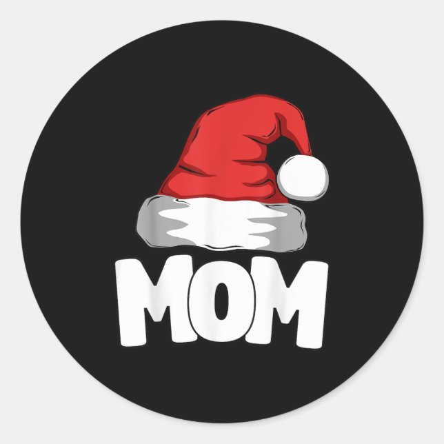 Sticker Rond Mom Christmas Santa Matching Family  (Devant)