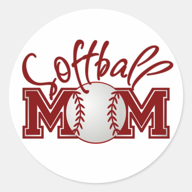 Sticker Rond MOM de softball (Devant)