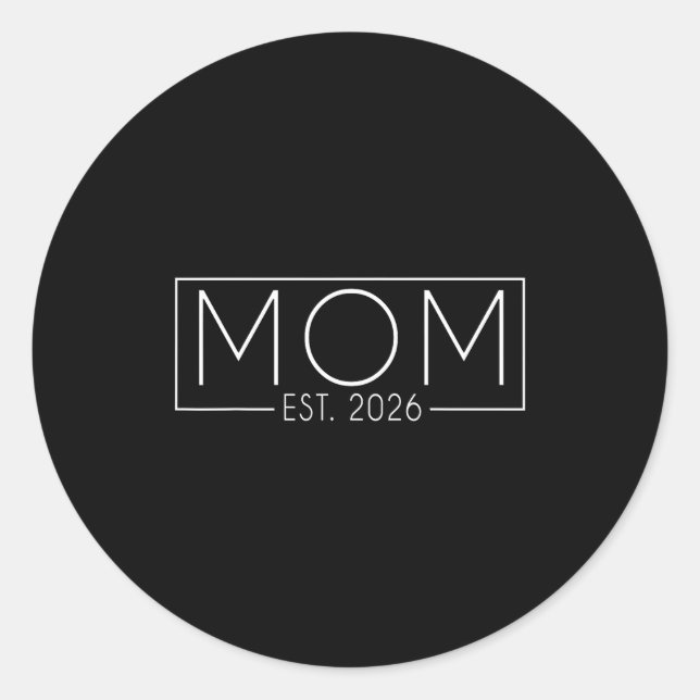 Sticker Rond Mom Est. 2026 Expect Baby 2026, Father 2026 New Da (Devant)