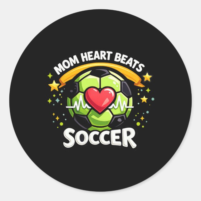 Sticker Rond Mom Heart Beats Soccer  (Devant)