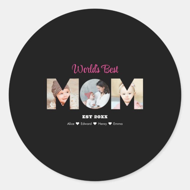 Sticker Rond Mom Photo Collage Cutout Mothers Day Birthday  (Devant)