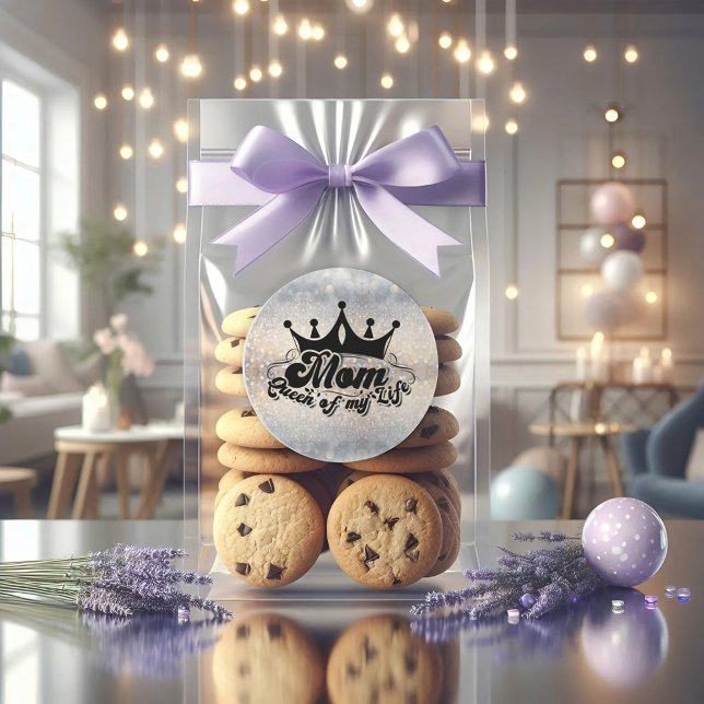 Sticker Rond MOM Reine de ma vie Parties scintillant CLASSIQUE  (Créateur téléchargé)