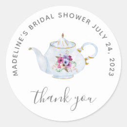 Sticker Rond Moment du thé Mariage vintage Merci