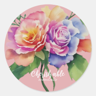 Sticker Rond moment rose et chérissable