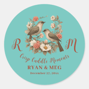 Sticker Rond Moments de câlins croustillants, initiales R & M