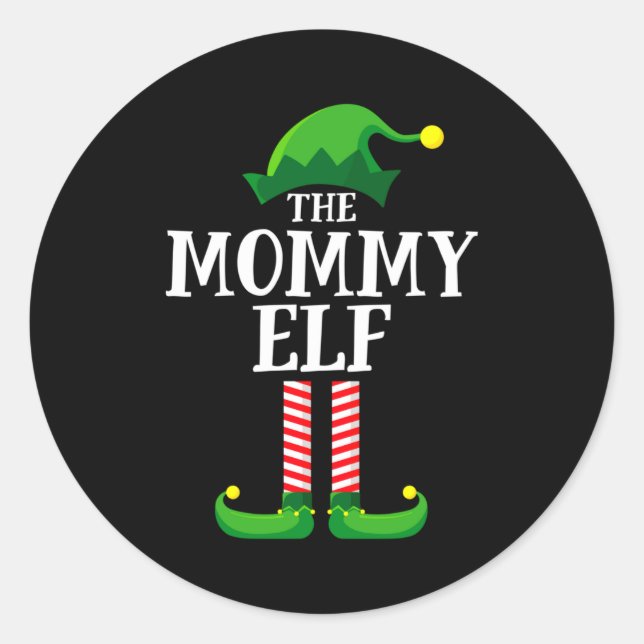 Sticker Rond Mommy Elf Matching Family Christmas Party  (Devant)